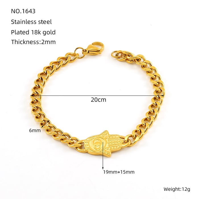 1 Piece Simple Series Classic Stainless Steel  Gold Color Unisex Chain Bracelets 